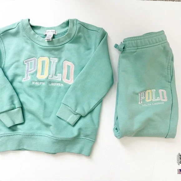 Ralph Lauren Logo French Terry Matching Sweatshirt and Sweatpants 24 Months - Picture 4 of 10